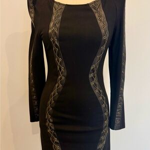 Kardashian BeBe Black Dress chain dress with Eyelet Accents size Medium